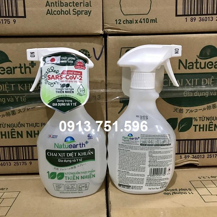 Chai Xịt Diệt Khuẩn Natuearth 410ml - Ức chế Virus SARS-CoV-2 (Chất lượng Nhật Bản)