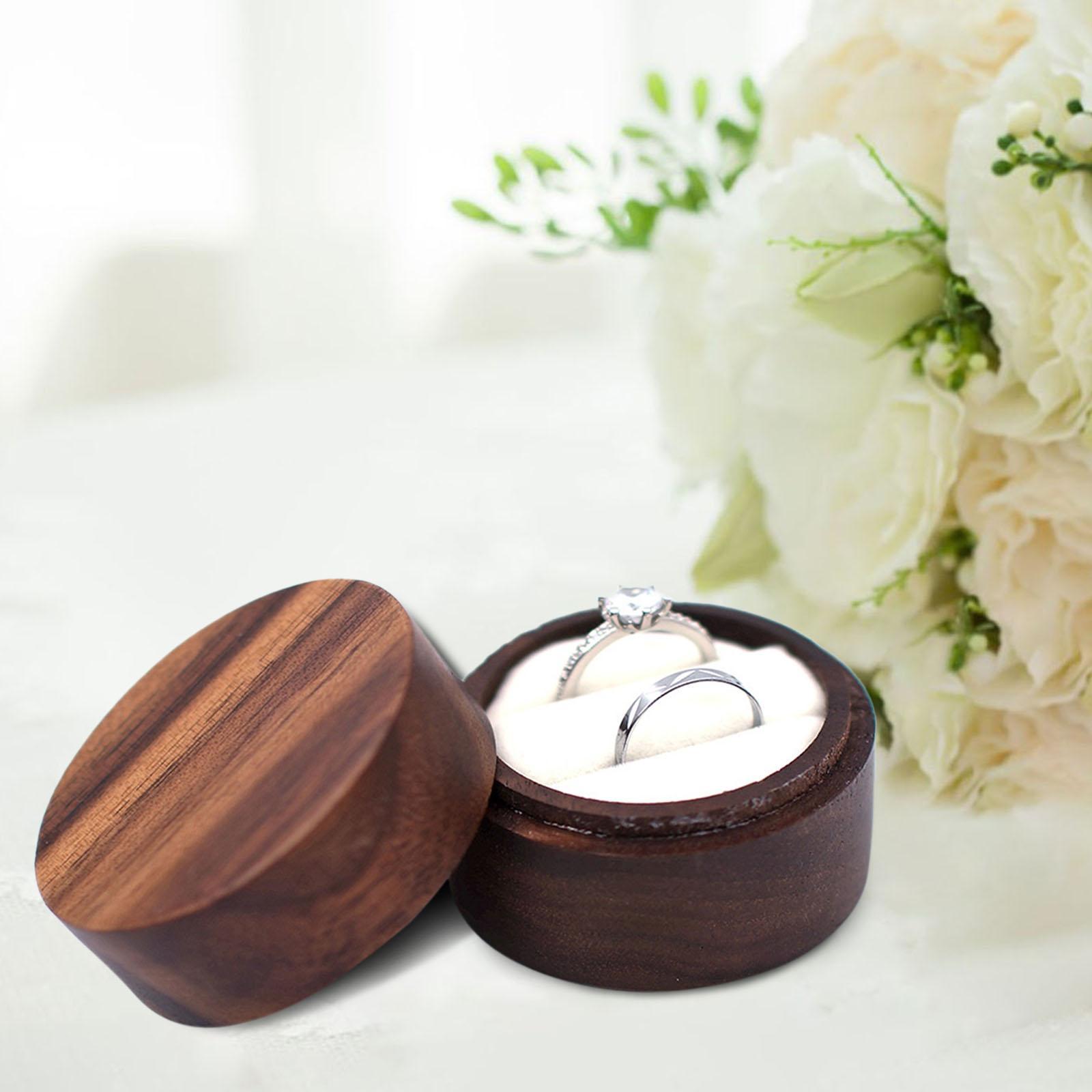 Wedding Ring Bearer Box, Ring Storage Case Keepsake Round Ring Holder for Birthday