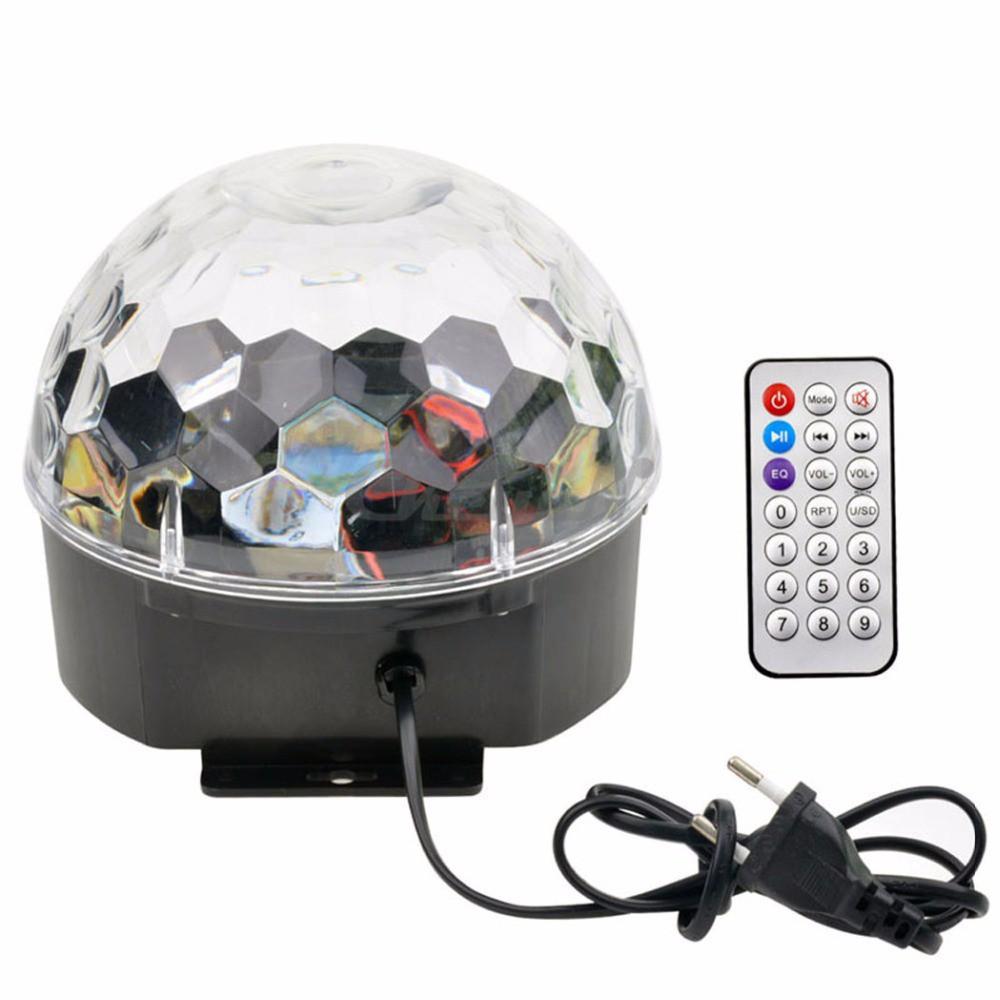 Đèn Led Quả Cầu Cảm Ứng Xoay Pha Lê 7 Màu Nháy Theo Nhạc