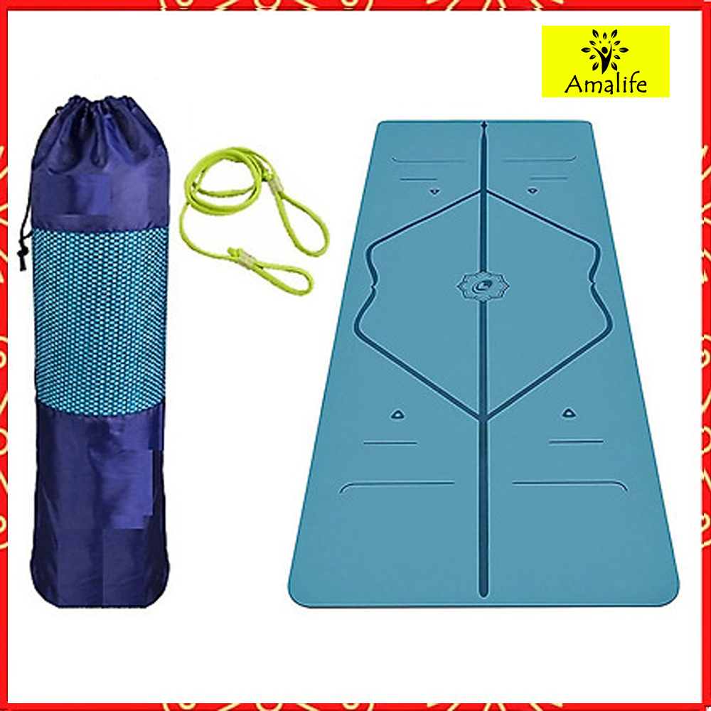 Thảm Yoga Định Tuyến TPE 2 Lớp Cao Cấp Amalife + Bao Thảm + Dây Buộc