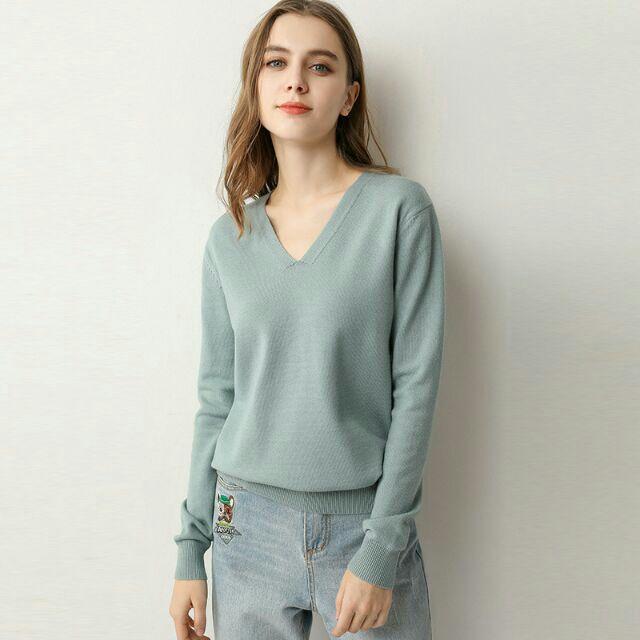 Áo len dài tay cổ V thời trang