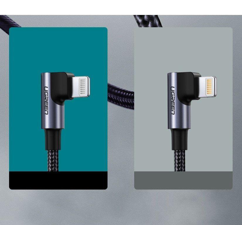 Ugreen UG60764US305TK 1.5M đầu lightning bẻ 90 độ có chip MFI ra cáp USB type C màu đen - HÀNG CHÍNH HÃNG
