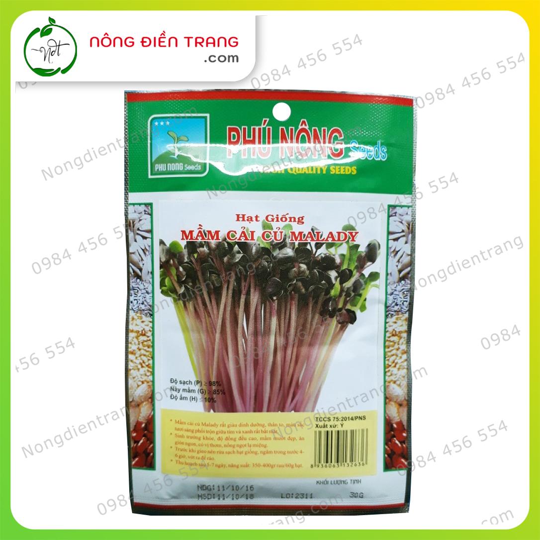 Hạt Giống Rau Mầm Củ Cải MALADY Thơm Ngon - Gói 30g - VTNN Nông Điền Trang