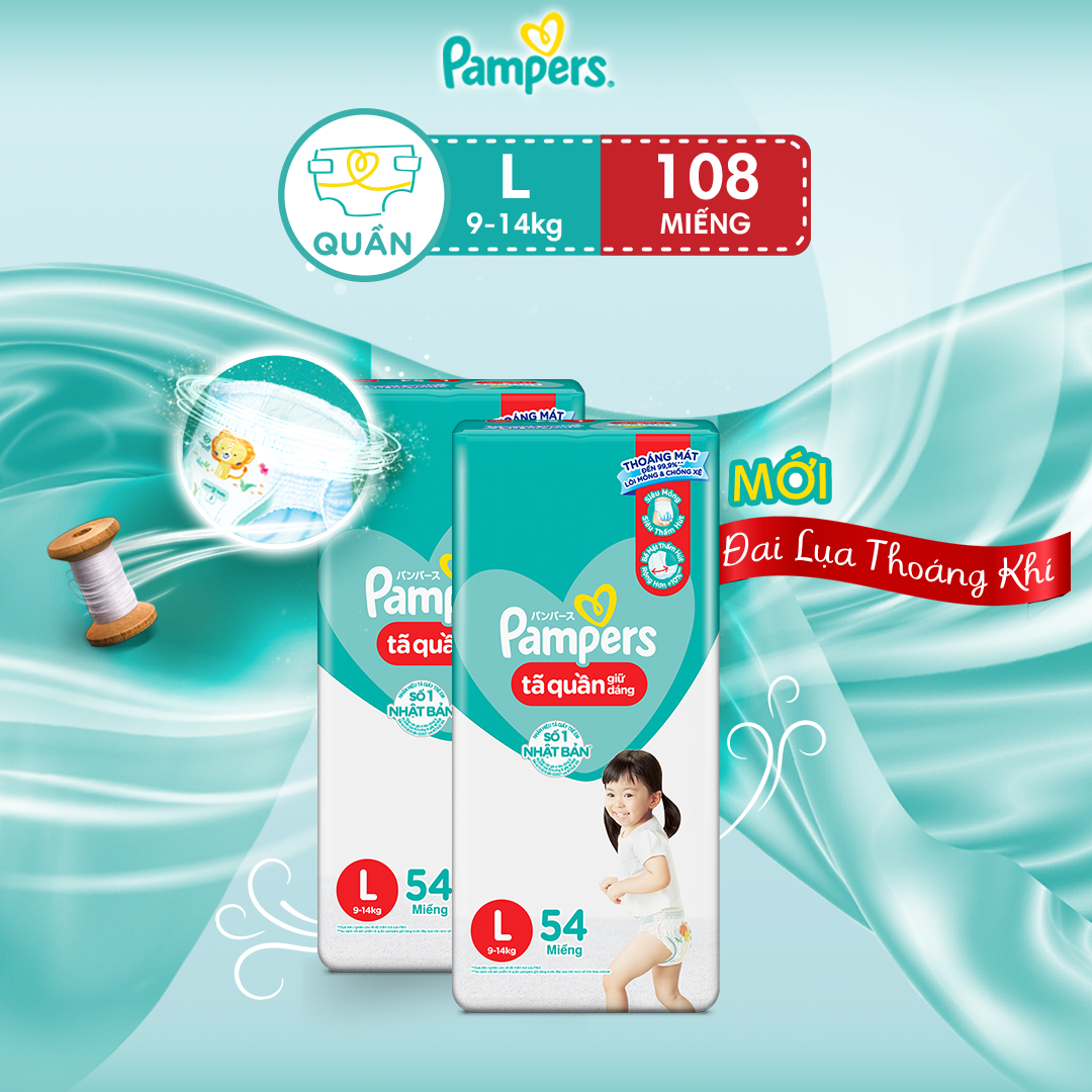 Combo 2 Gói Tã/Bỉm Quần PAMPERS Giữ Dáng Mới Gói Đại M60/L54/XL48/XXL44 x2