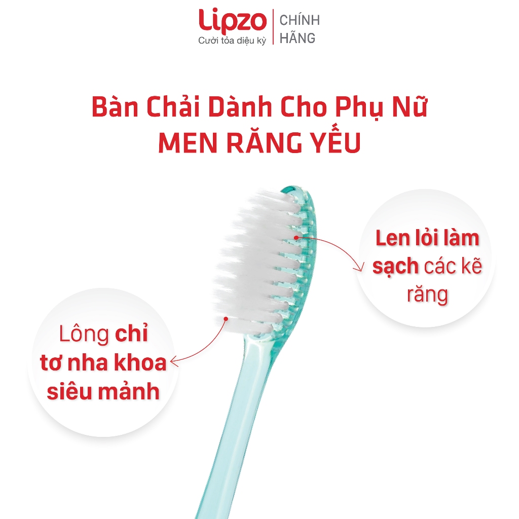 Bộ Ba Tiết Kiệm Bàn Chải Đánh Răng Lipzo Ruby Sensi Lông Chỉ Tơ Nha Khoa, Phù Hợp Phụ Nữ Men Răng Yếu, Nhạy Cảm