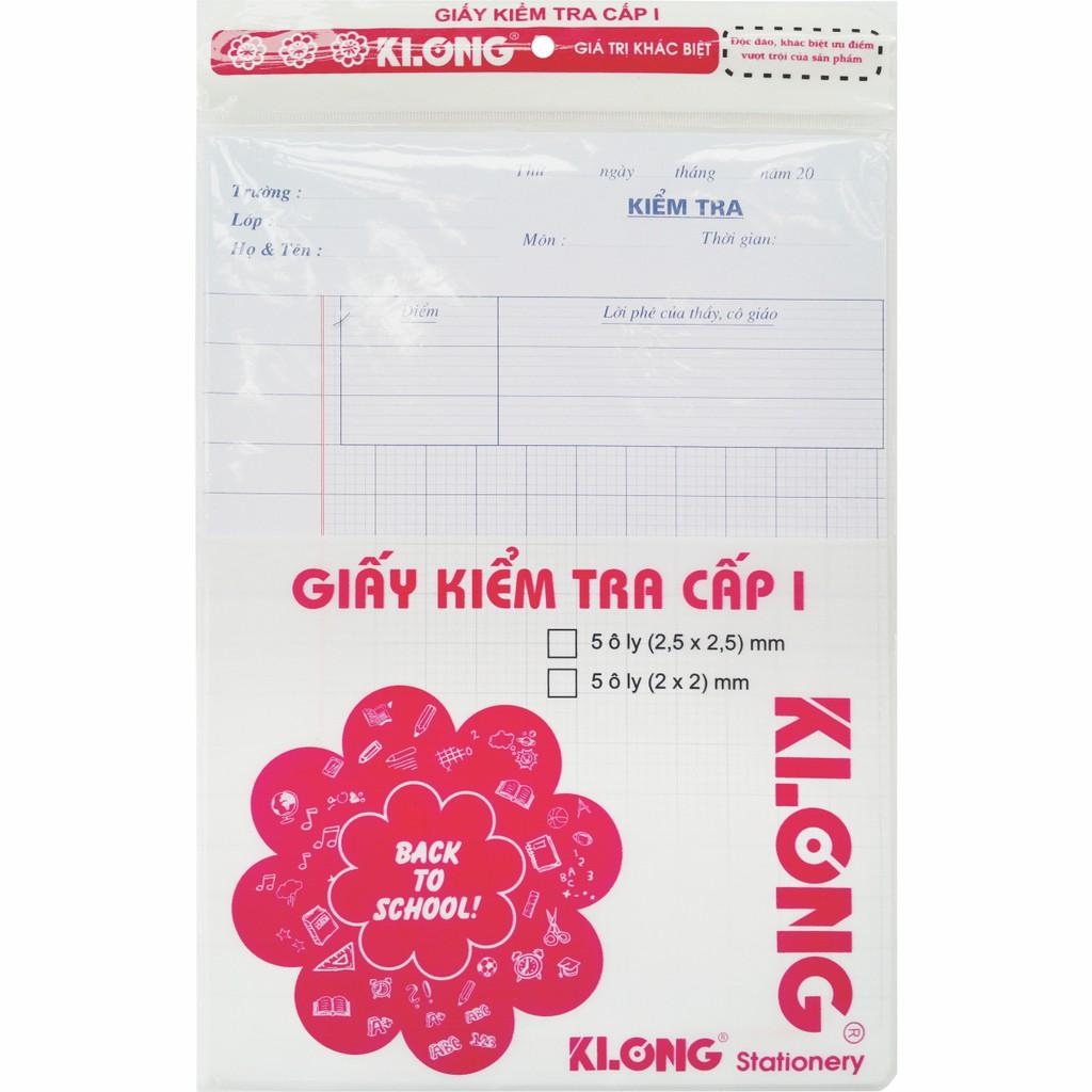 Giấy kiểm tra cấp I 5 ô ly (2x2) 15 tờ kép 100/92; MS: 012