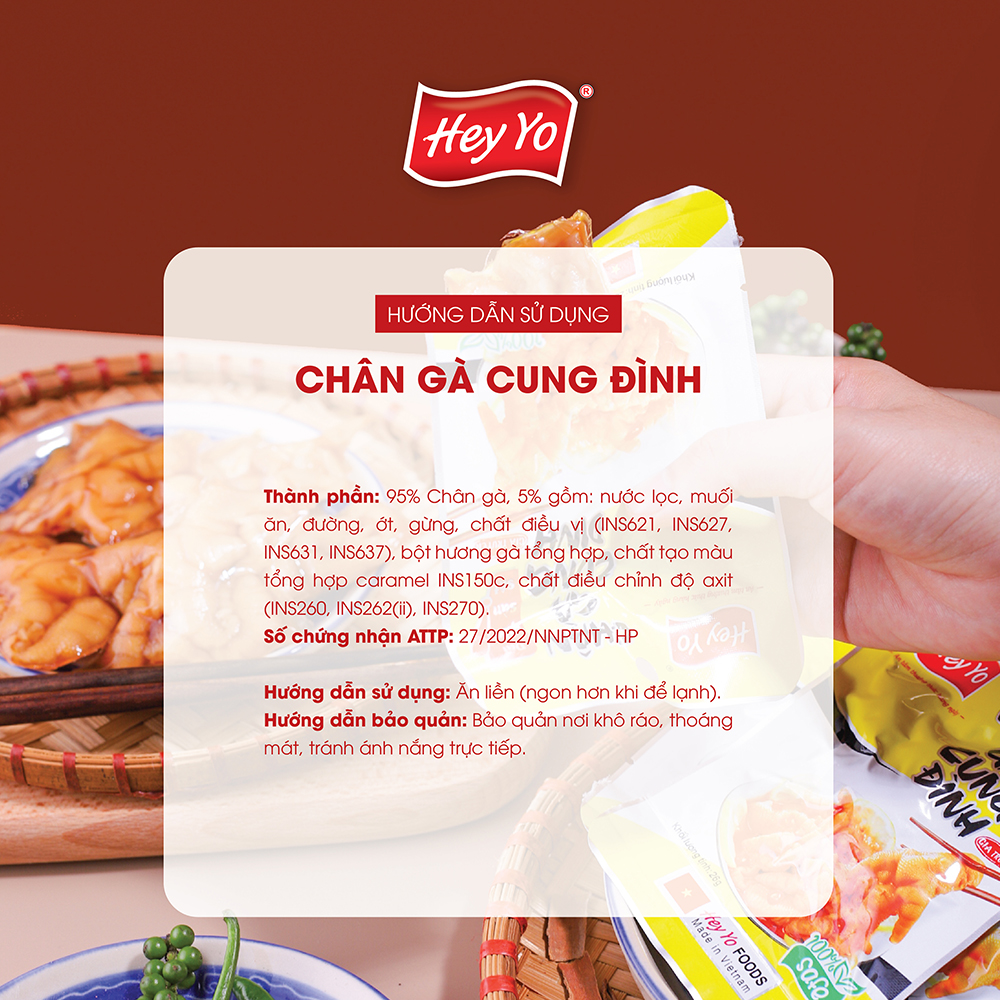 Chân gà rút xương Hey Yo Cung Đình 32g hàng Việt Nam đảm bảo VSATTP