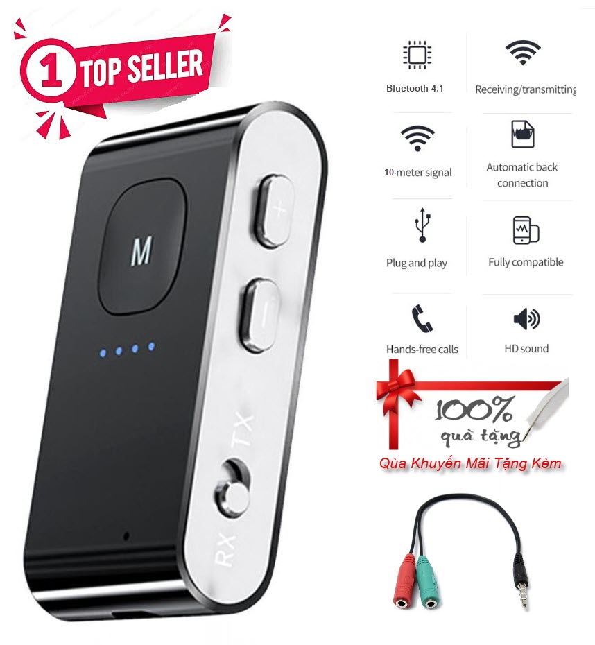 Hàng Chính Hãng - Bộ Thu Phát Âm Thanh BR02 Bluetooth 5.0 Phạm Vi 10m Hỗ Trợ aptX Low Lantency Chống Ồn CVC Hỗ Trợ Thẻ Nhớ Lên Tới 128Gb Tích Hợp Micro Remote Chế Độ Thu Phát Linh Hoạt Nhỏ Gọn Kết Nối Dễ Dàng Điện Thoại Xe Hơi Oto - ROGTZ
