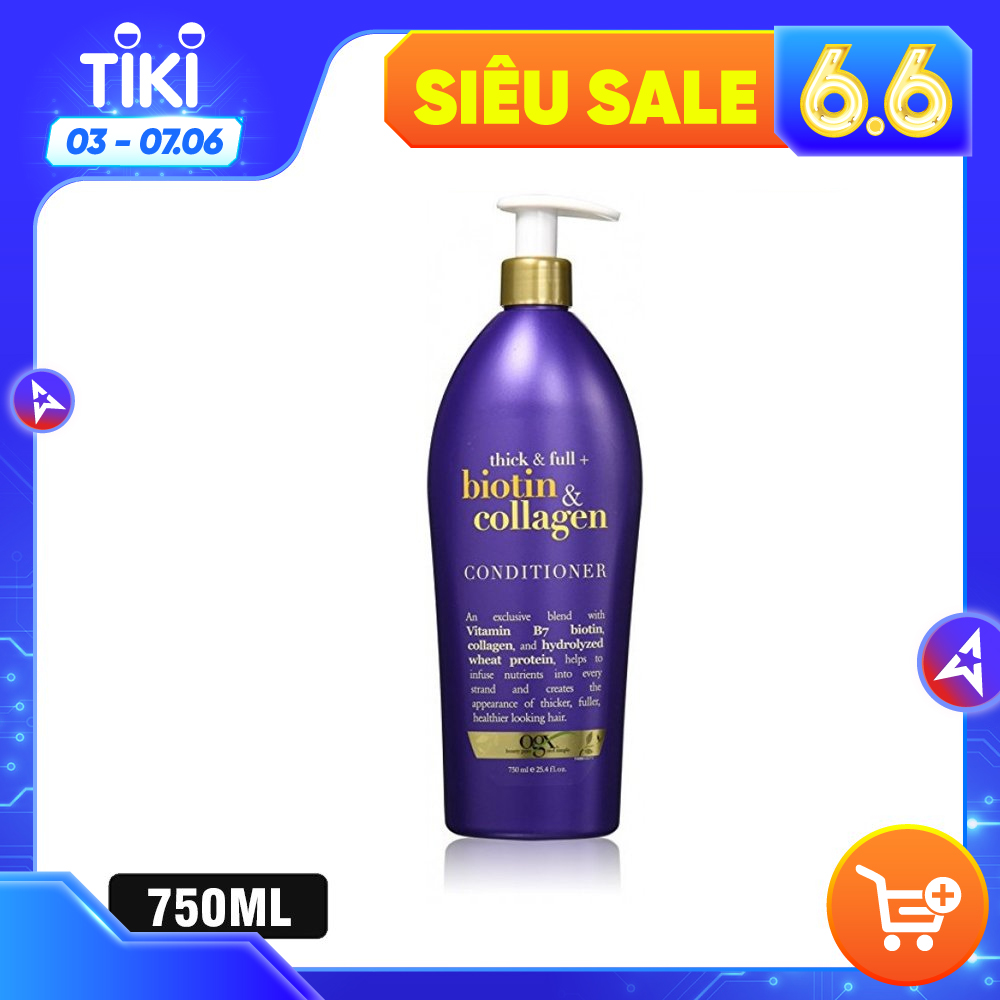 Dầu Xả Conditioner OGX Thick Full Biotin Collagen chai 750ml