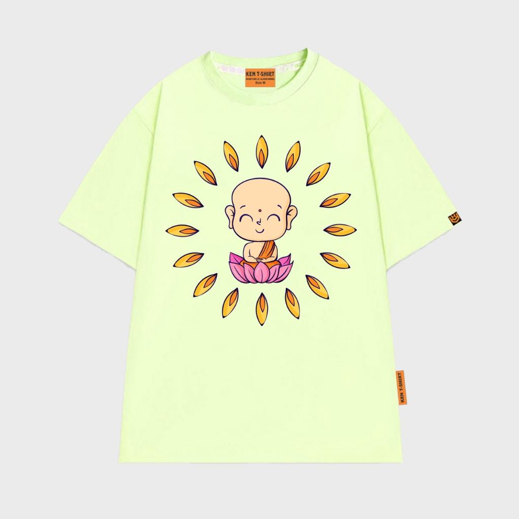Áo thun in hình Giác giả mỉm cười phúc hậu và vầng hào quang Buddha shirt BND561
