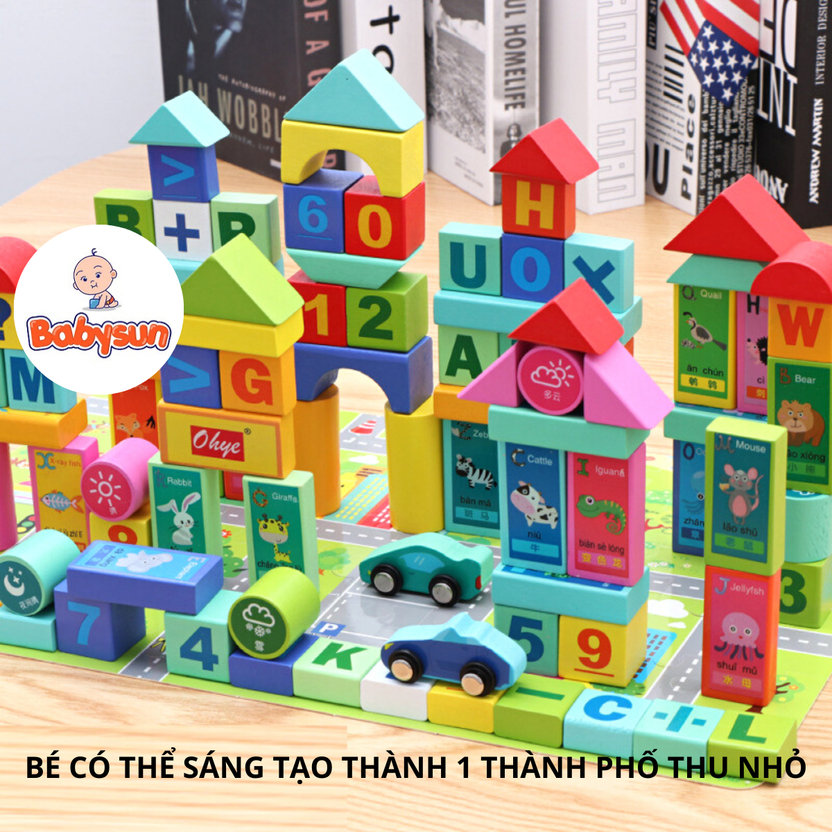 XẾP HÌNH CHỮ SỐ VÀ CON VẬT 100 CHI TIẾT BẰNG GỖ- PHÁT TRIỂN TRÍ NÃO CHO BÉ