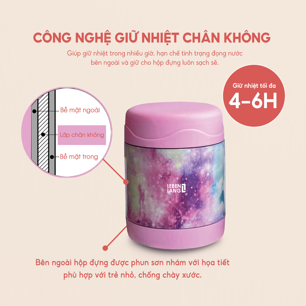 Hộp cơm giữ nhiệt cho bé Lebenlang LBL3032, cà men chất liệu inox304, dung tích 300ml, thiết kế nhỏ gọn - hàng chính hãng