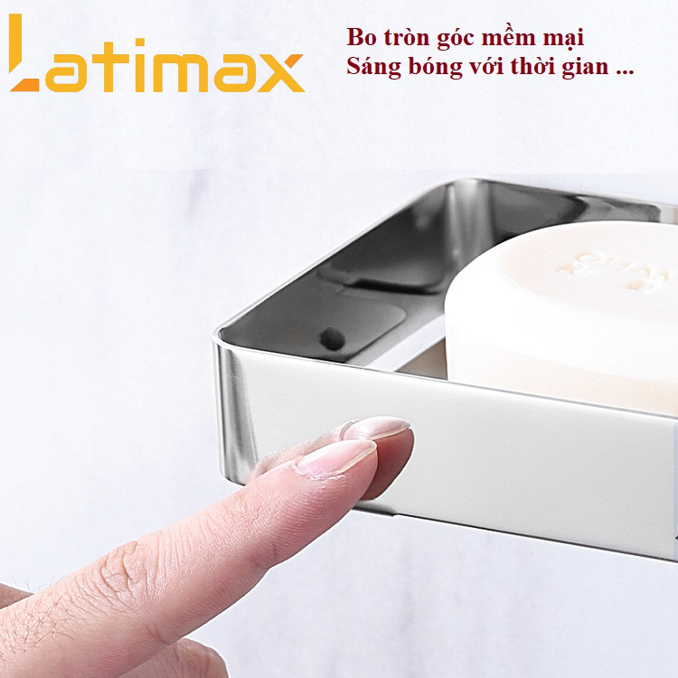 Kệ để Xà bông, xà phòng tắm Inox 304 khung Chữ Nhật KXB02 tặng kèm Keo dán tường chuyên dụng siêu dính