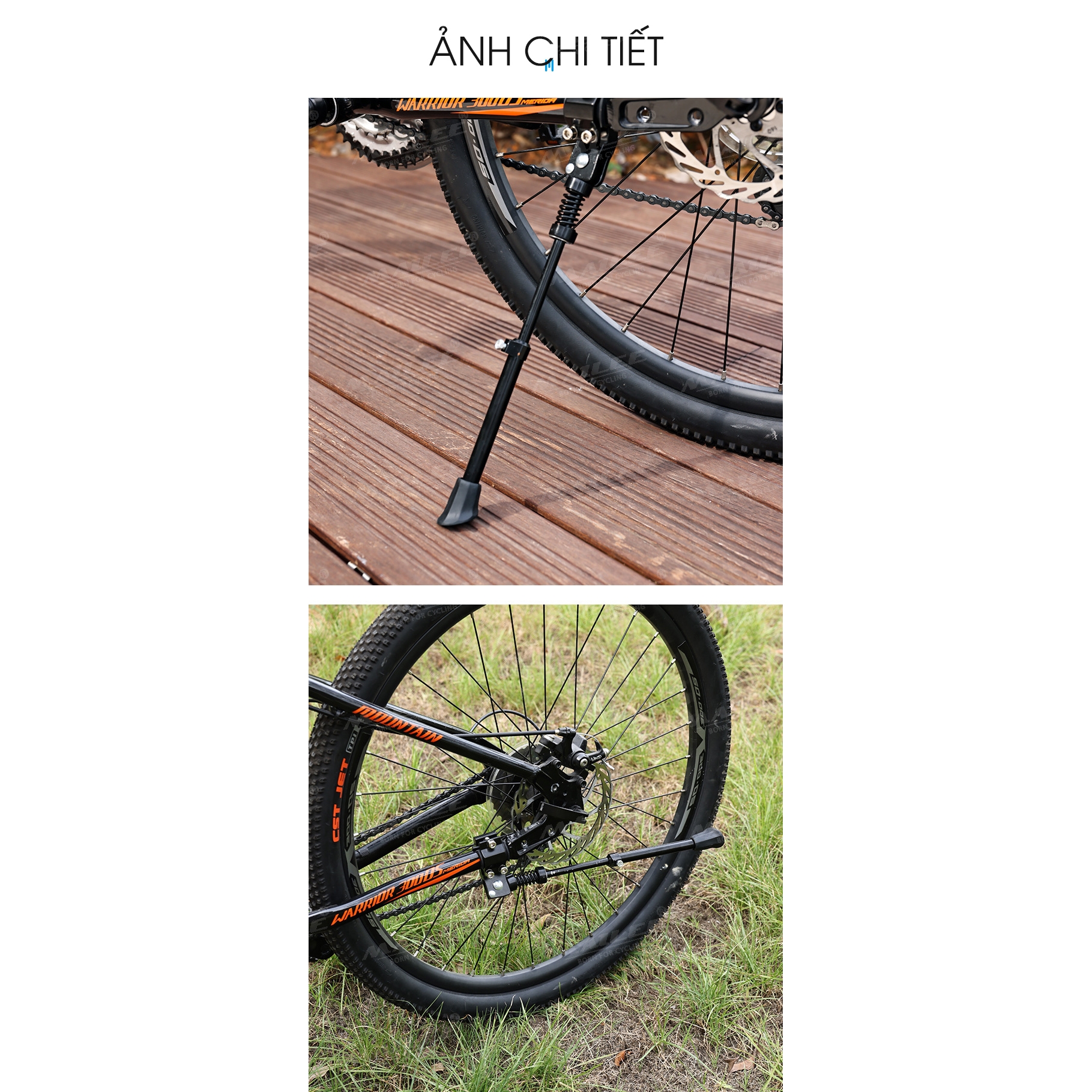 Chân chống xe đạp KW-614 điều chỉnh độ cao 26-36cm lắp đặt đơn giản, chất liệu nhôm, phù hợp nhiều loại xe đạp Mai Lee