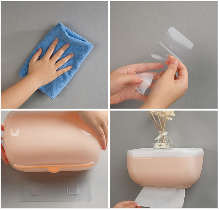 Hộp đựng khăn, giấy vệ sinh bằng nhựa ngăn bắn nước, hộp giấy vệ sinh dán tường siêu chắc chắn, tiện lợi GD284-HGVSDGian