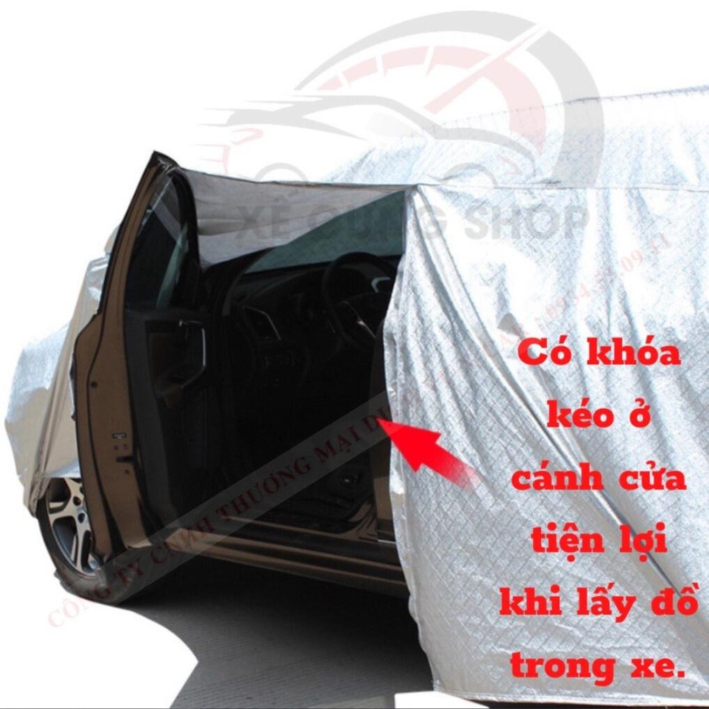 Bạt phủ xe ô tô TOYOTA Innova,Fortuner,Vios,Wigo,Raize,Camry,Altis,Rush,...3 lớp chống xước có khóa kéo cánh cửa