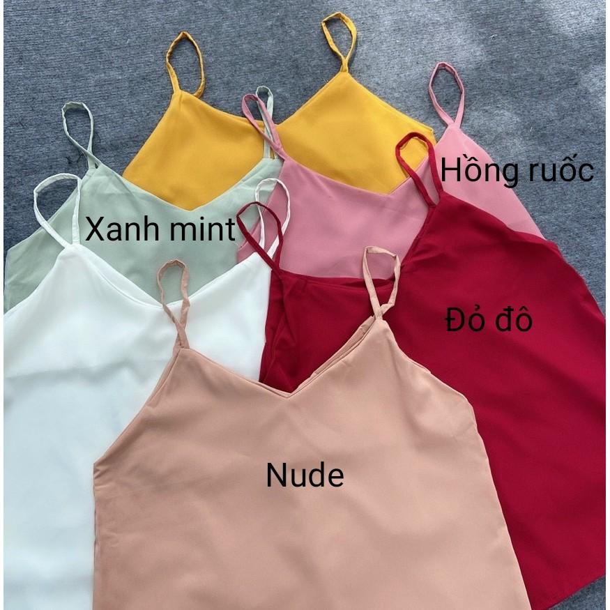 Áo 2 dây cổ tim nhiều màu