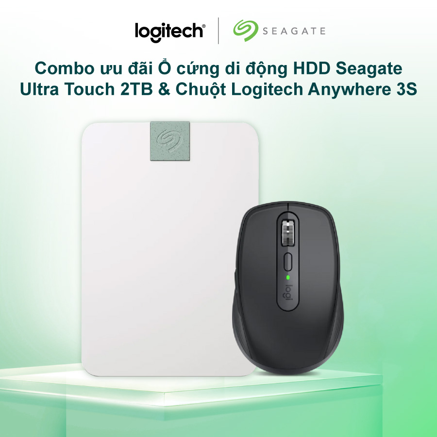 Combo ưu đãi Ổ cứng di động HDD Seagate Ultra Touch 2TB và Chuột Logitech Anywhere 3S - Hàng chính hãng