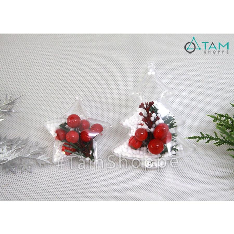 Phụ kiện trong suốt trang trí noel sao thông có tuyết X-PKTCT-74