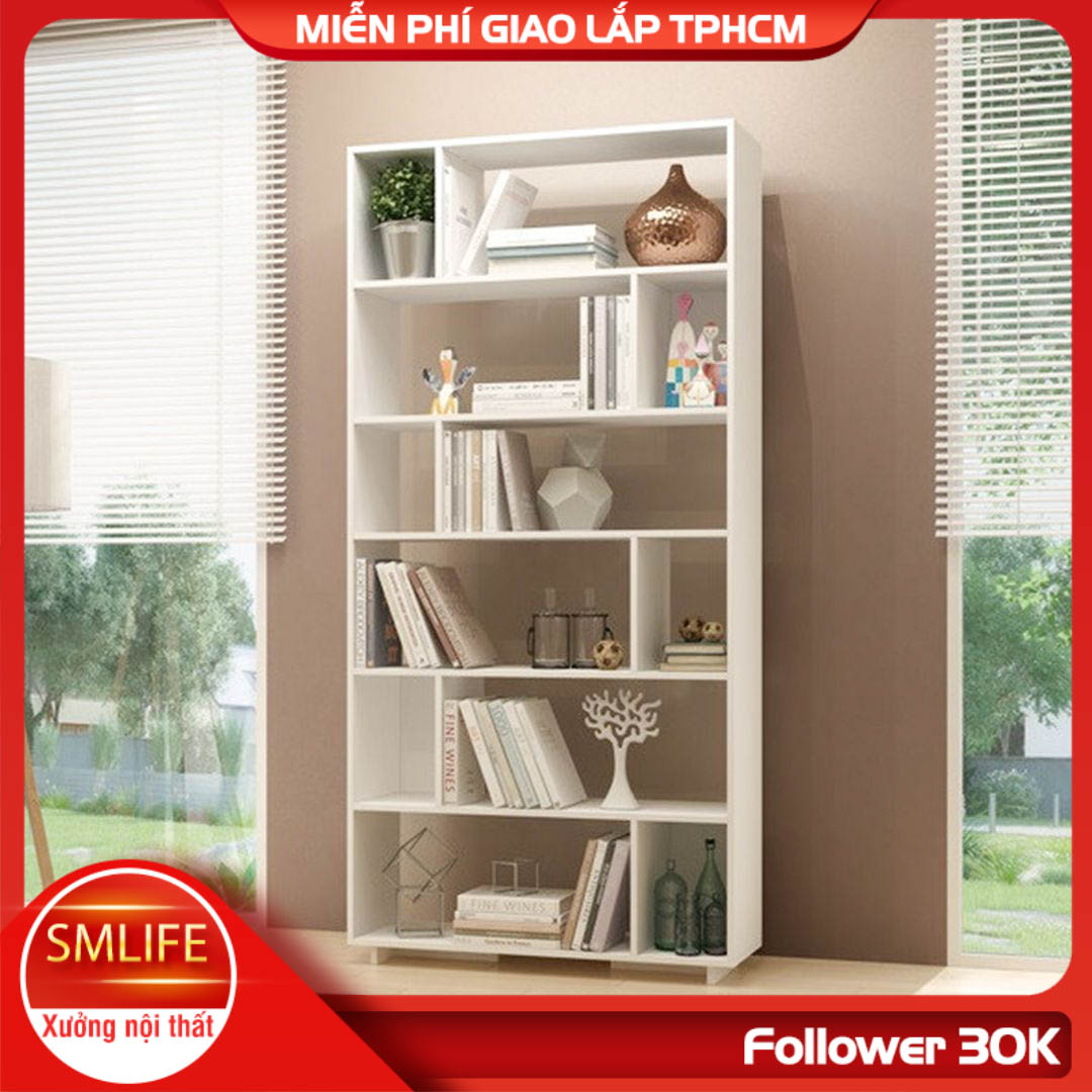 Kệ sách, kệ trang trí gỗ hiện đại SMLIFE Burando | Gỗ MDF dày 17mm chống ẩm | D90xR25xC190cm