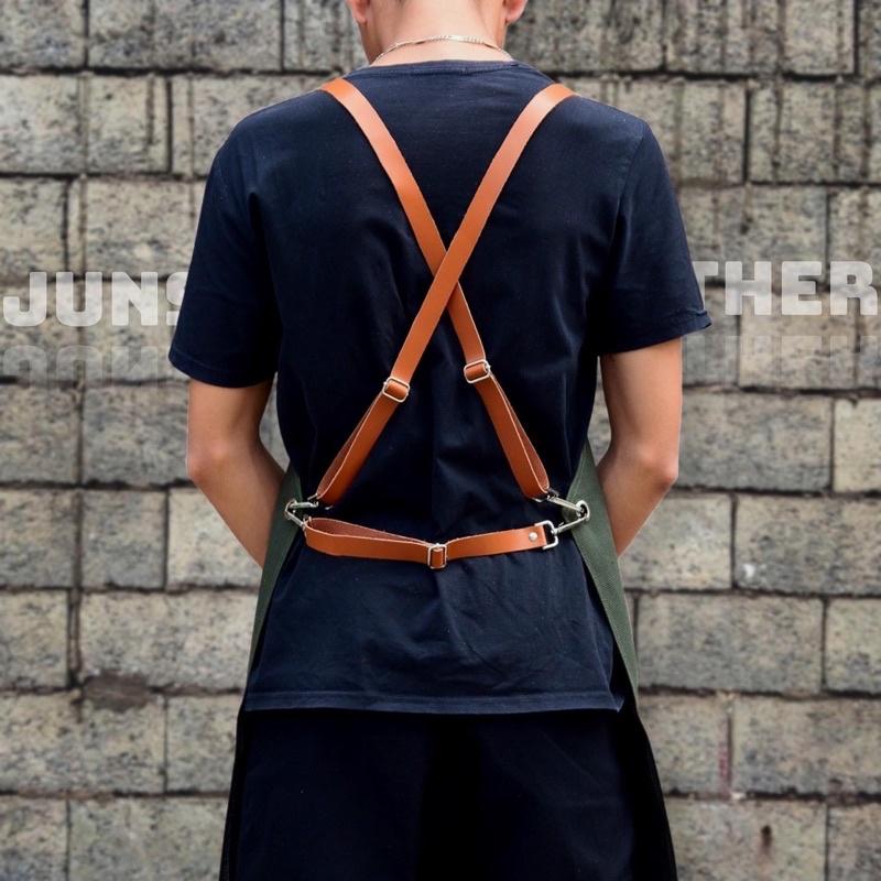 Dây da đeo tạp dề pha chế của Junsleather dùng cho tạp dề pha chế của Barista hoặc Bartender