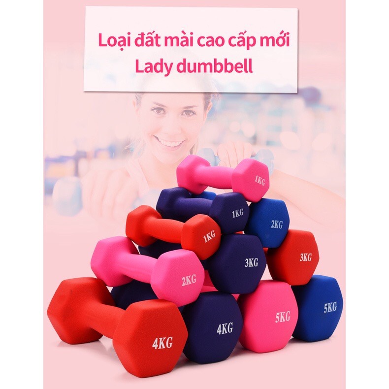 Bộ 2 Tạ Tay 4kg Bọc Cao Su Trơn Lõi Thép Cao Cấp Chính Hãng-Giao Màu Ngẫu Nhiên