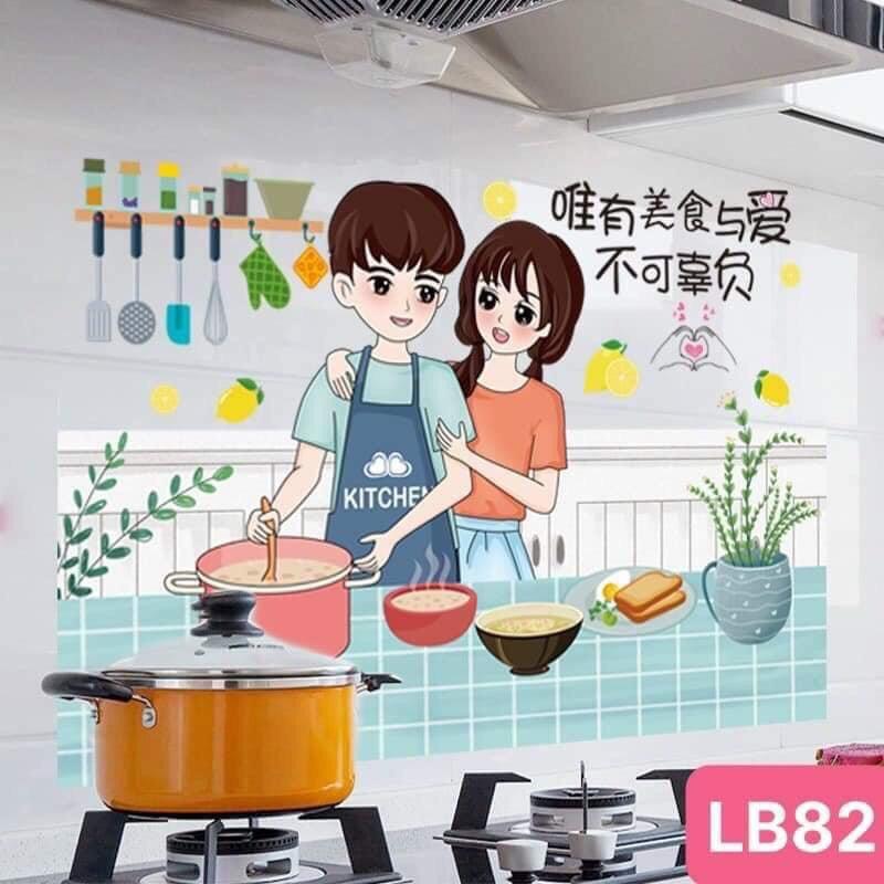 Giấy Dán Tường Bếp Cách Nhiệt Chống Dầu Mỡ, Chịu Nhiệt - Decal Dán Bếp 3D Nhiều Họa Tiết