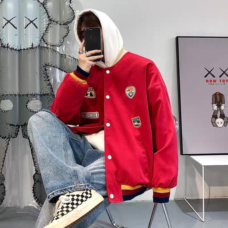 Áo khoác bomber nỉ nam nữ Số 7 form rộng bóng chày unisex phong cáchthời trang kim gia