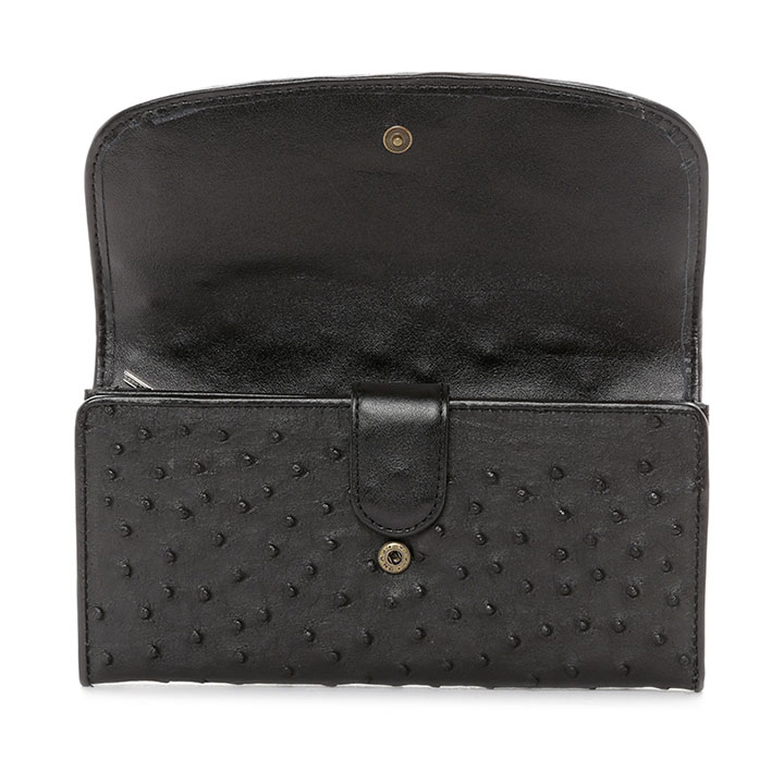 HJ3403-04-05-06 - Bóp da đà điểu 3 gấp nâu đỏ, vàng, đen, nâu đất