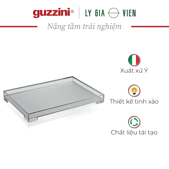 Khay Nhựa Cao Cấp Cỡ Vừa Guzzini M Tray &quot;Essence&quot;  - Thiết Kế Hiện Đại - Dễ Dàng Cầm - Đế Phủ Satin Chống Trầy