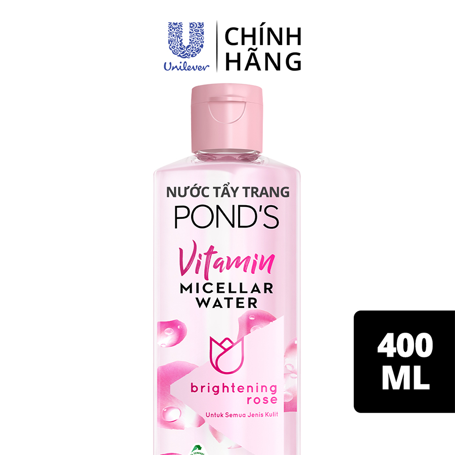 Nước tẩy trang Vitamin và hoa hồng POND'S Vitamin và hoa hồng sáng da Sạch 99% lớp trang điểm sáng da sạch sâu