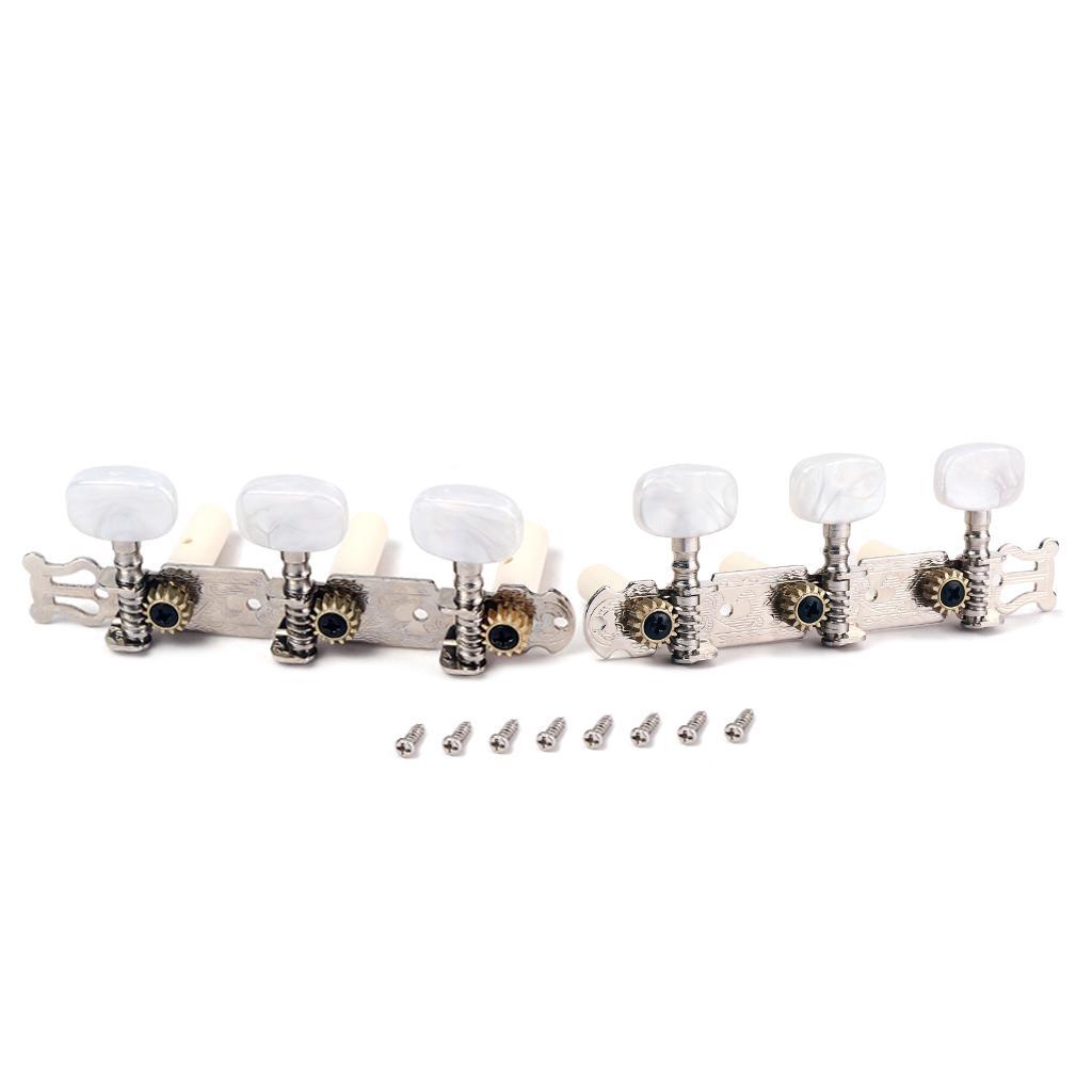 Classical Guitar Tuner Tuning Keys Pegs Machine Heads Complete Set Chrome