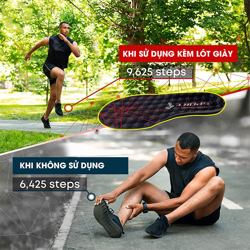 Lót giày thể thao Arch Support Sport Focare êm chân tốt cho gan bàn chân LGF01