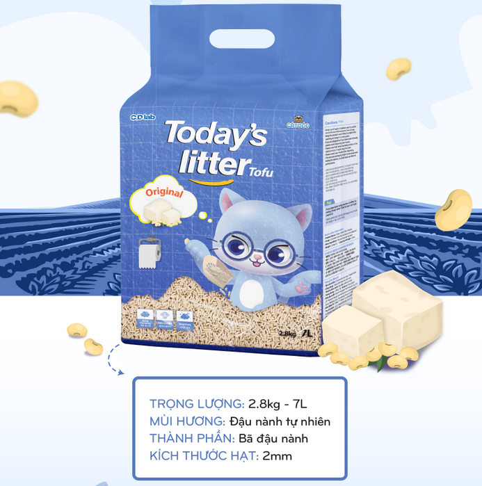  Cát vệ sinh đậu nành cho mèo - TODAY'S LITTER TOFU (7L) 
