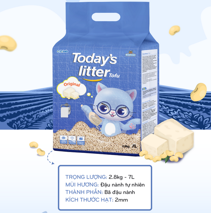 Cát vệ sinh đậu nành cho mèo - TODAY'S LITTER TOFU (7L)