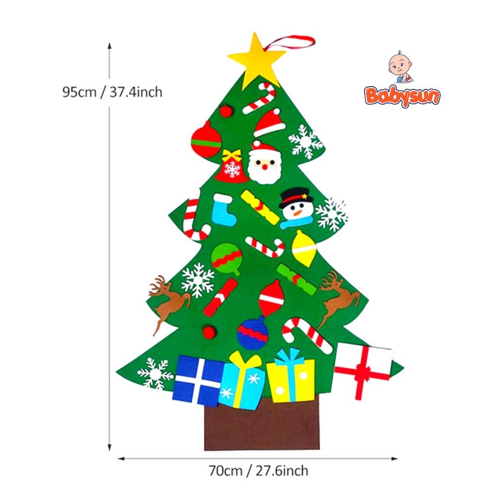Cây thông noel vải nỉ có đèn led, đồ chơi cho bé trang trí giáng sinh kích thước 95x70cm