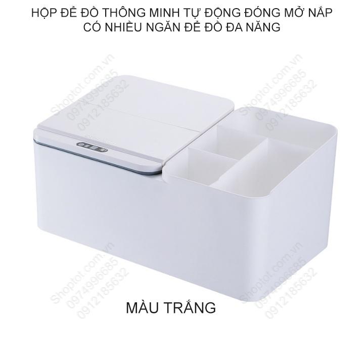 Hộp để đồ đa năng cảm ứng thông minh tự động đóng mở nắp, để đồ cá nhân, để đồ nhà bếp, để đồ nhà tắm, đồ trang điểm