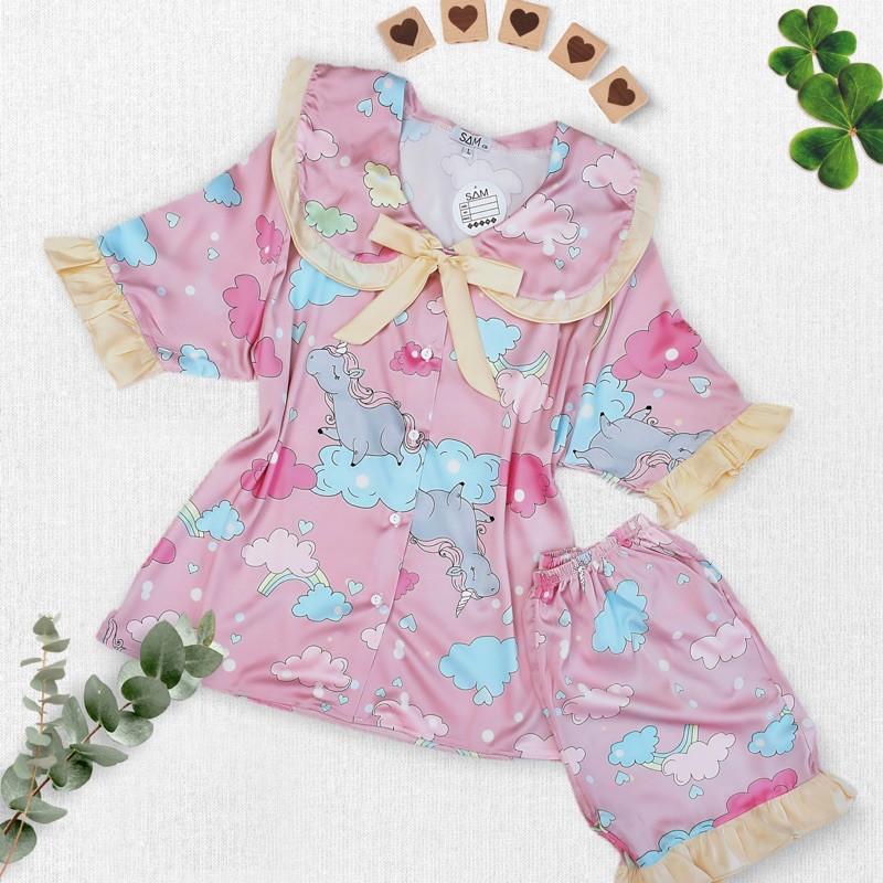 Đồ Ngủ Pijama Lụa Latin, Tay Ngắn Quần Ngắn Siêu Xinh, Tiểu Thư Mềm Mịn, Độc Lạ Khó Tìm, Sang Chảnh Hàn Quốc