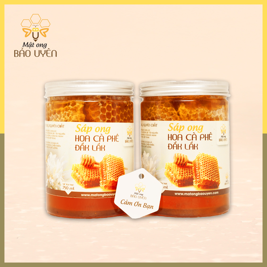 Combo 2 Hũ Sáp Mật Ong Hoa Cà Phê Nguyên Chất Bảo Uyên Cung Cấp Dinh Dưỡng Tăng Cường Đề Kháng Cơ Thể Dung Tích 750ml