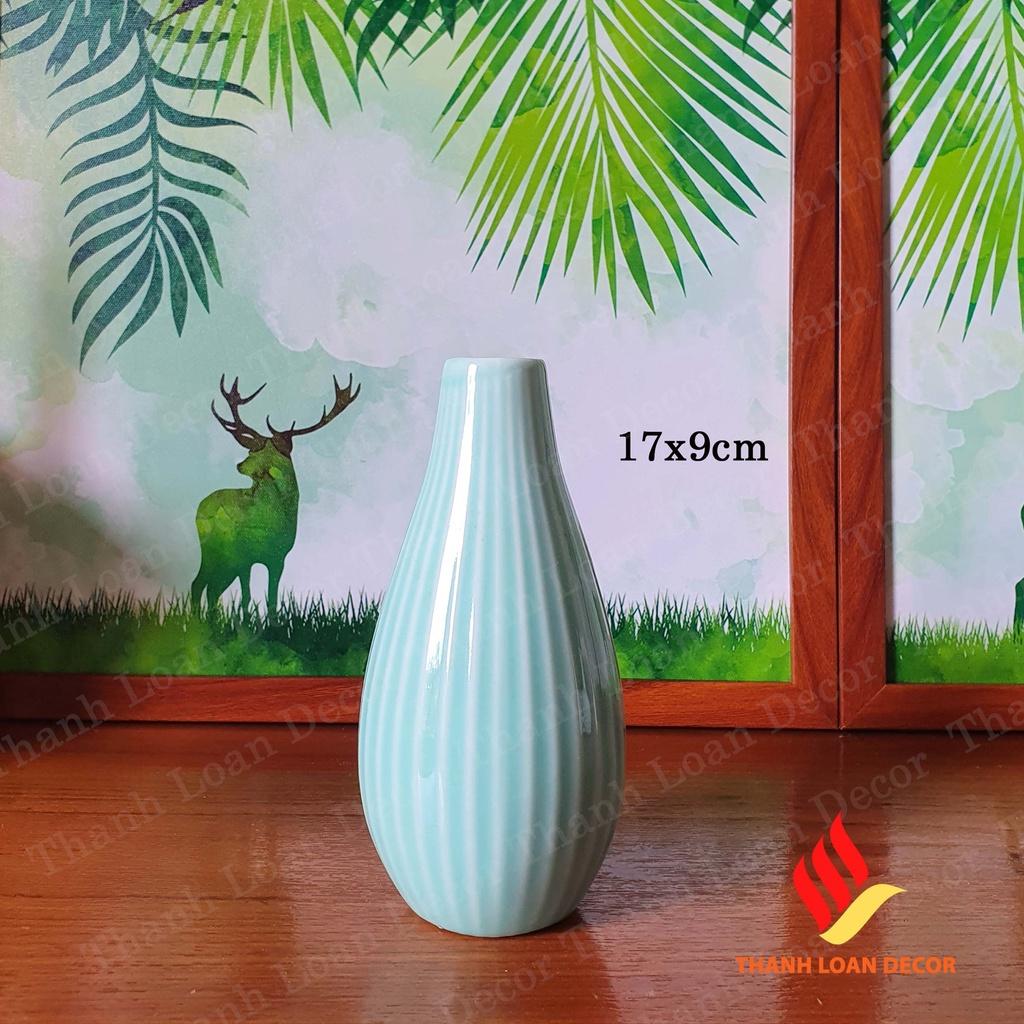 Bình hoa gốm sứ Bát Tràng cao 16 cm - 19 cm - Lọ hoa mini decor trang trí để bàn - Men sứ sương trắng