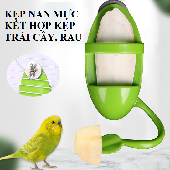 1 KẸP NAN MỰC KÈM KẸP RAU, TRÁI CÂY (NHỰA) THÍCH HỢP CHO CHIM CẢNH, VẸT, YẾN PHỤNG