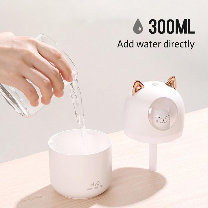 Máy Tạo Độ Ẩm Không Khí 300ML Mèo Siêu Im Lặng USB Văn Phòng Hộ Gia Đình Phòng Ngủ Thơm Ô Tô Máy Lọc Không Khí Phun Sương Tạo Không Khí tươi Hơn