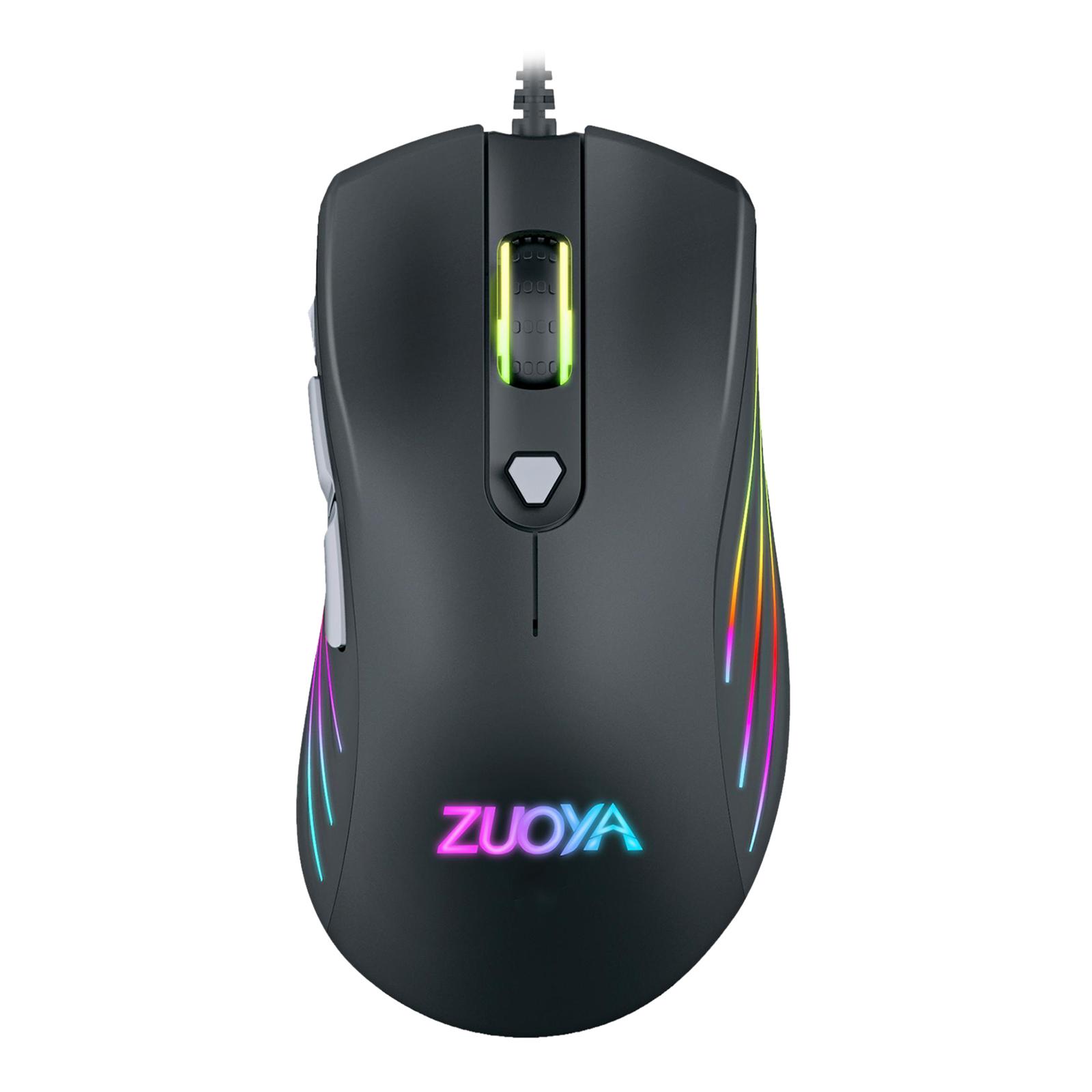 RGB Gaming Mouse Wired, USB Computer Gaming Mice with RGB Lighting/5 DPI Levels/7 Buttons, RGB Gamer Desktop Laptop PC Gaming Mouse for Windows