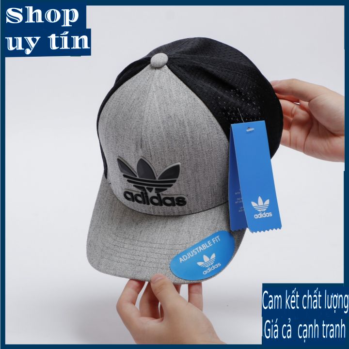 Freeship - MŨ/NÓN KẾT LƯỠI TRAI LOGO 3 LÁ CAO SU BÍT ĐUÔI CÁ TÍNH THỜI TRANG NAM NỮ CAO CẤP - màu đen/trắng/xám