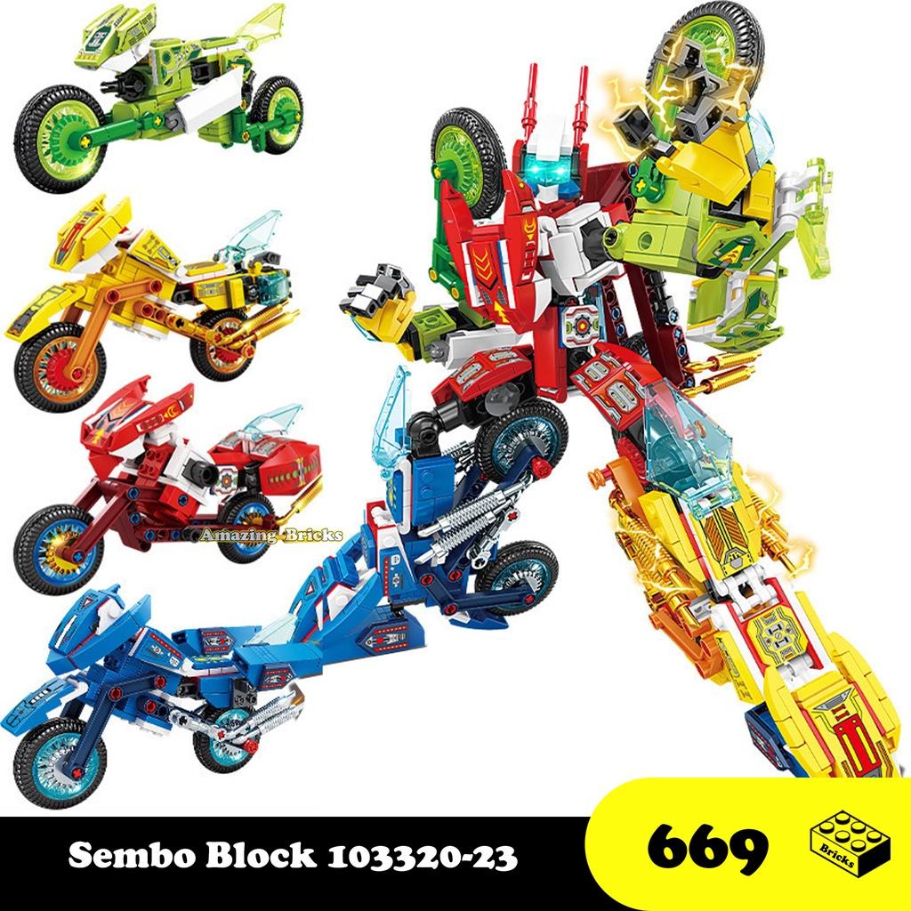 Đồ chơi Lắp ráp Robot Xe máy, Sembo Block 103320-23 Biker, Xếp hình thông minh, Mô hình Robot 