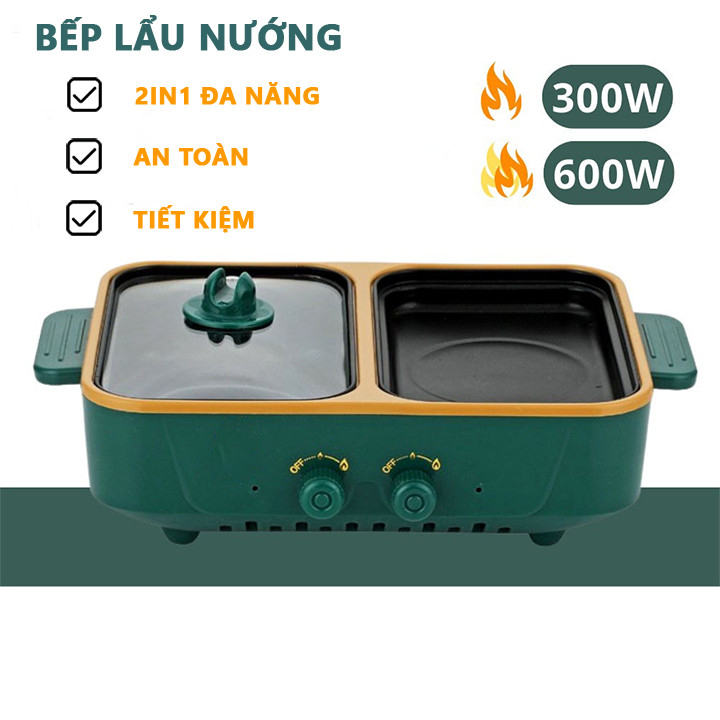 Bếp lẩu nướng mini 2 trong 1 gang tráng men, 2 chế độ lửa - Đa Năng Cao Cấp Đa Năng Tiện Lợi Cho Mỗi Gia Đình