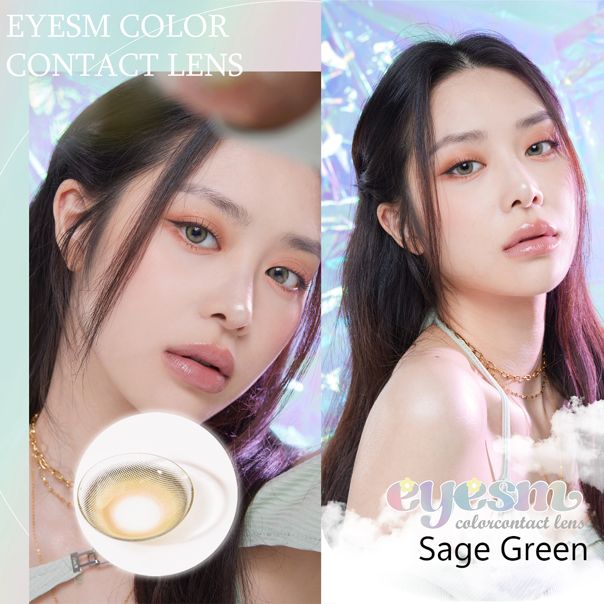 Lens áp tròng Eyesm Sage Green - Lens màu xanh lá, sử dụng 1-6 tháng