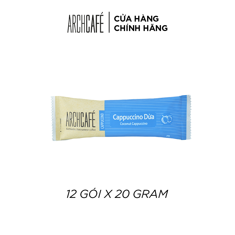 Cà phê Cappuccino Dừa - Cafe hoà tan Archcafé (hộp 12 gói x 20g)