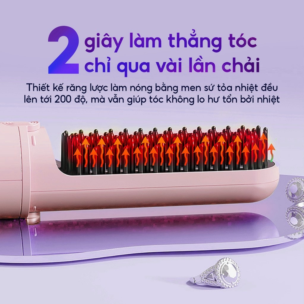 Lược điện không dây ion âm Sothing SeeMee suôn mượt, tạo kiểu vào nếp nhanh - Hàng chính hãng