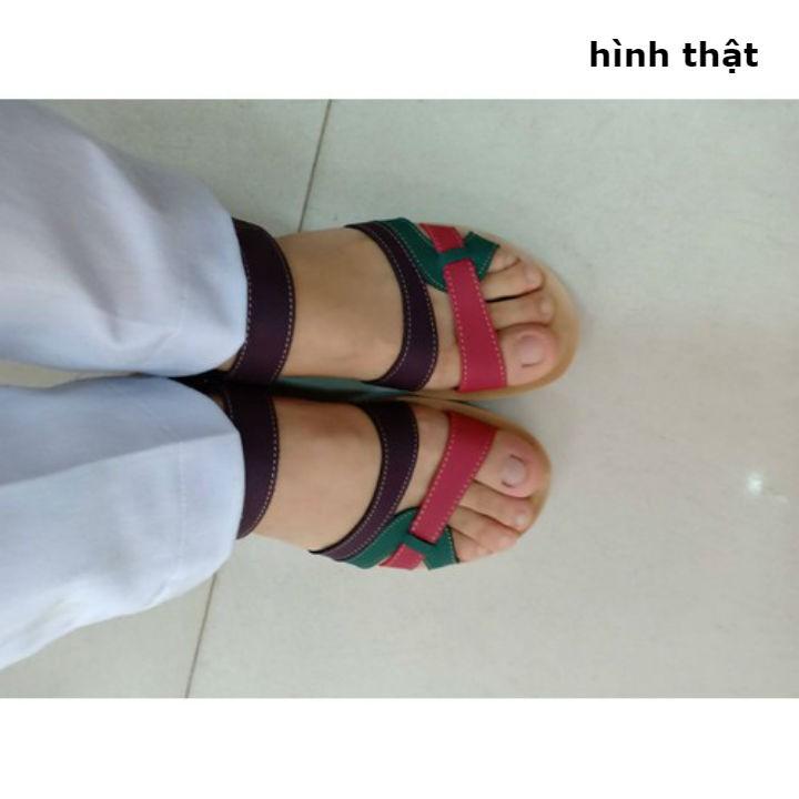 SANDAL HỌA TIẾT LÁ PHỐI MÀU HÀN QUỐC